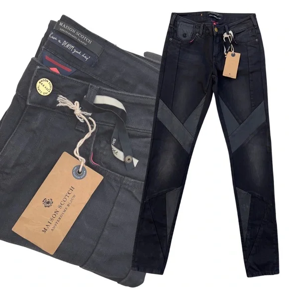 Maison Scotch Parisienne Skinny Jean Leather Patchwork - Picture 13 of 13